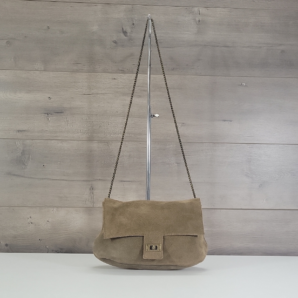 Free People Taupe Suede Crossbody Shoulder Bag
